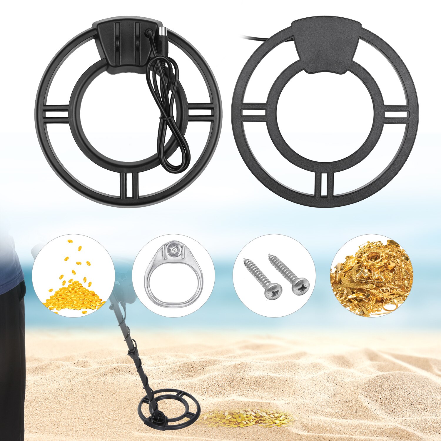 KKmoon 9.7-inch Search Coil Waterproof Round Submersible Searching Coil for Metal Detector MD3030/MD4030/MD4060