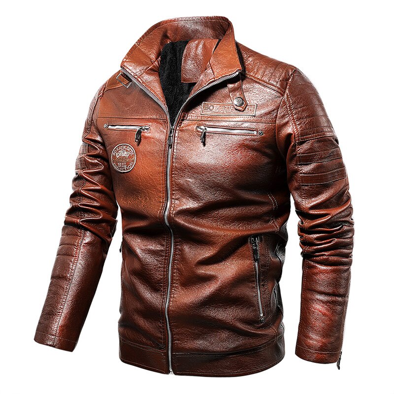 Novos jaquetas de couro dos homens do velo da motocicleta motociclista plutônio leahter jaqueta masculina gola casual blusão ropa de hombre casaco fino