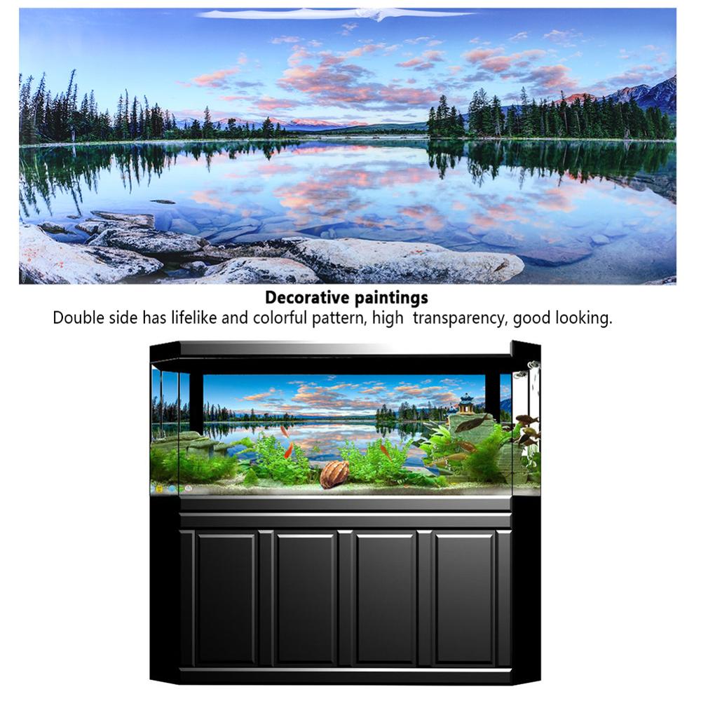 Aquarium Fish Tank Background Poster Decorative Painting PVC Sticker Landscape Image Backdrop Ocean Sea Plants Aquarium Decor