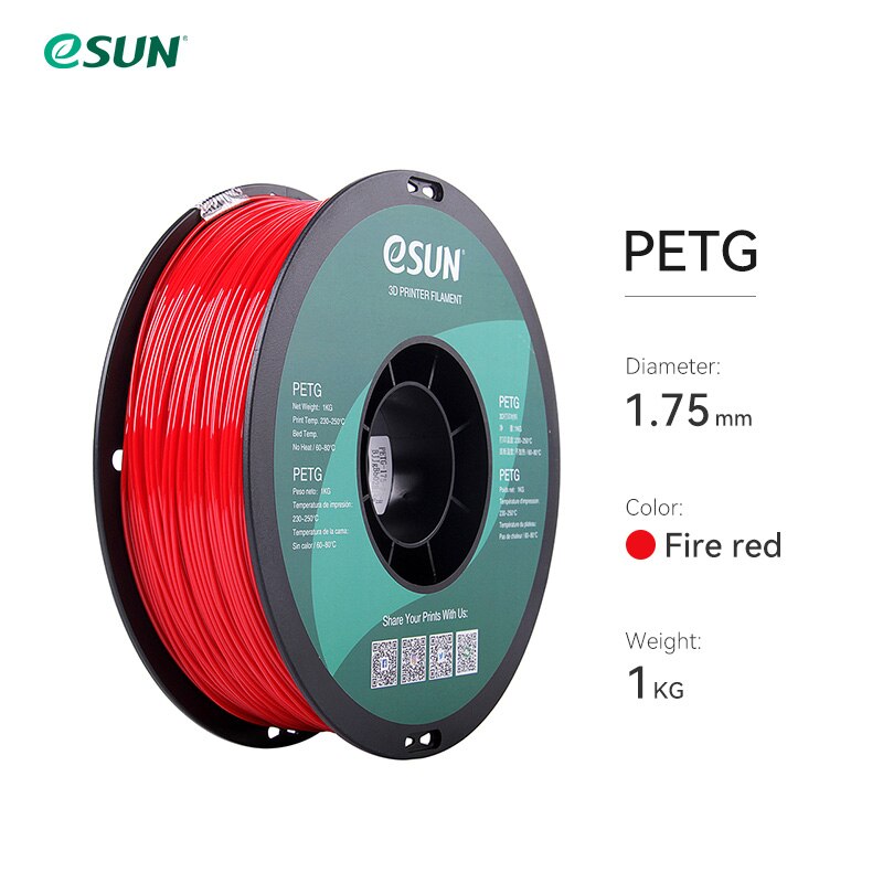 Esun petg filament 1.75mm,3d printer filament petg nøjagtighed  +/- 0.05mm,1kg 2.2 lbs spole 3d printmaterialer til 3d printere: Brandbil rød