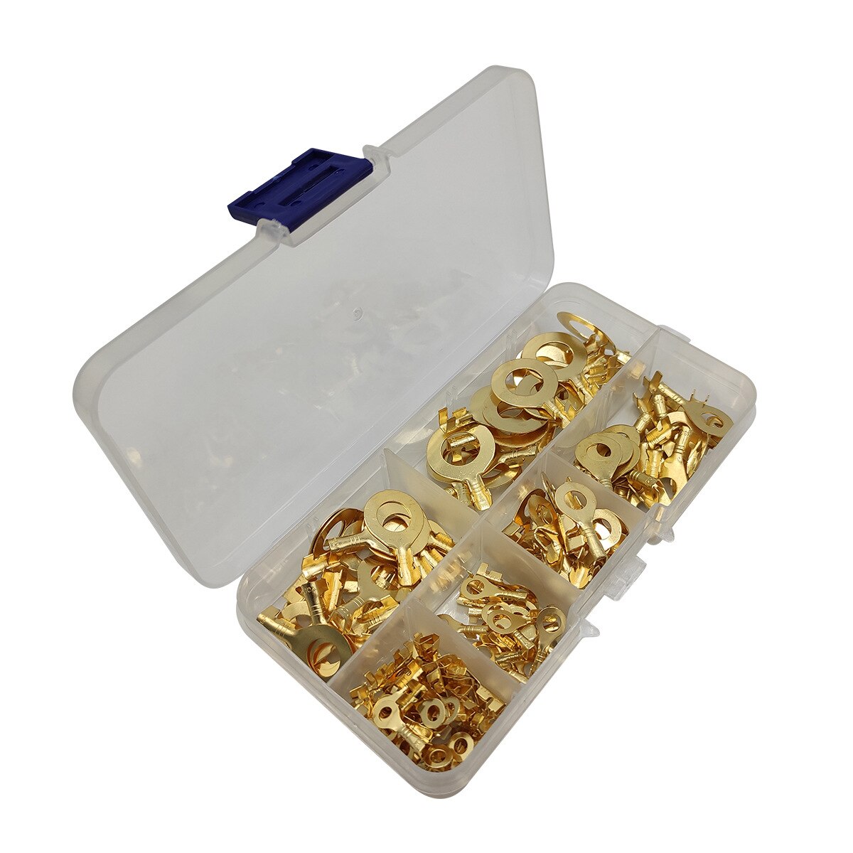 150PCS M3/ M4 M5 M6 M8 M10 Ring Lugs Ring Eyes Copper Crimp Terminals Cable Lug Wire Connector Non-insulated Assortment Kit