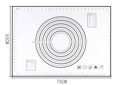 Silicone Baking Mat Kneading Mat Pizza Dough Maker Pastry Kitchen Gadgets Cooking Tools Utensils Bakeware Kneading Accessories: Black 70x50CM