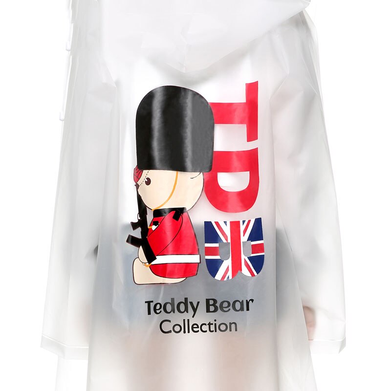 Outdoor Safe Transparent Hiking Rain Poncho Plastic Women Long Cover Rain Raincoat Naisten Waterproof Raincoats Rain Gear 6C001: Teddy Bear2 / M