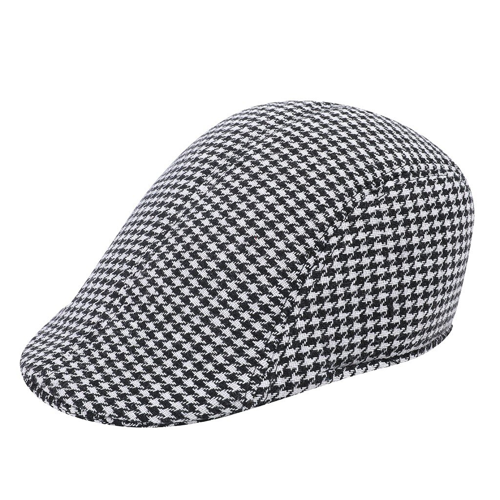 Mannen Vrouwen Soft Houndstooth Retro Hoeden Casul Ademend Winter Warm Comfort Baret # p2: C