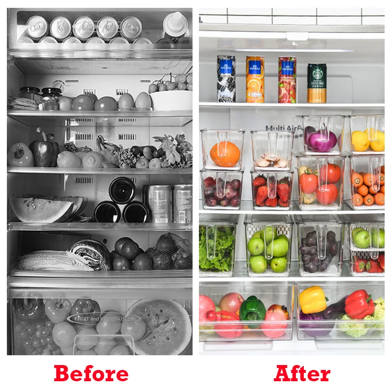 Keuken Voedselbewaardoos Koelkast Organizer Met Handvat Stapelbare Groente Fruit Opslagcontainers Huisorganisatie