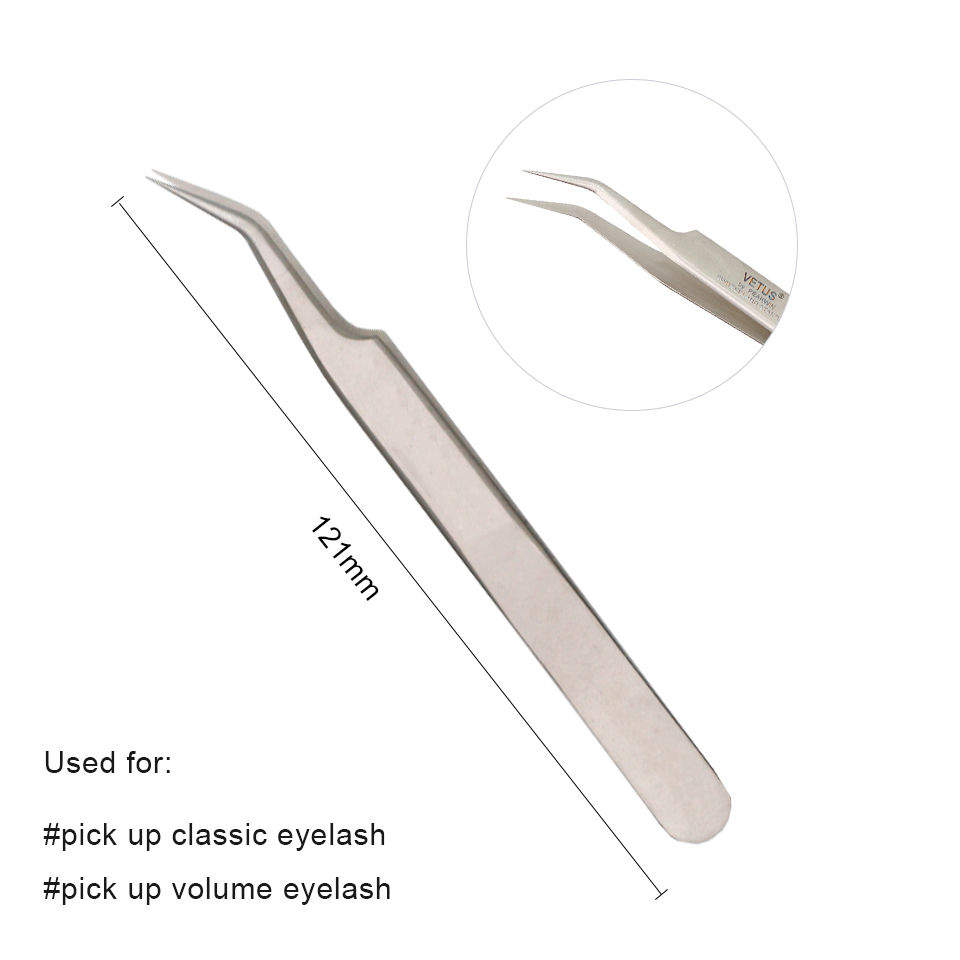 AGUUD Russian Volume Lash Tweezers Eyelash Extension Straight and Curve Stainless Steel Tweezer Makeup False Lash Tweezer Stand: AG-5