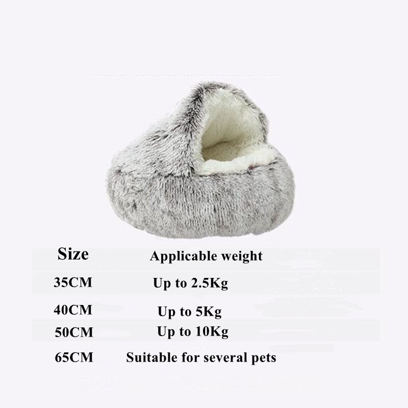 Winter Lange Pluche Huisdier Kennel Hond Bed Ronde Kussen Kat Huis 2 In 1 Warm Kat Mand Slaap Semi-afgesloten Zak Voor Puppy Kleine Kat