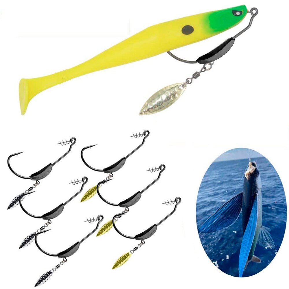3pcs/lot Weighted Underspin Swimbait Hook 2g-9g Twistlock Weighted Crank Hooks with Willow Leaf For Soft Fishing Lures
