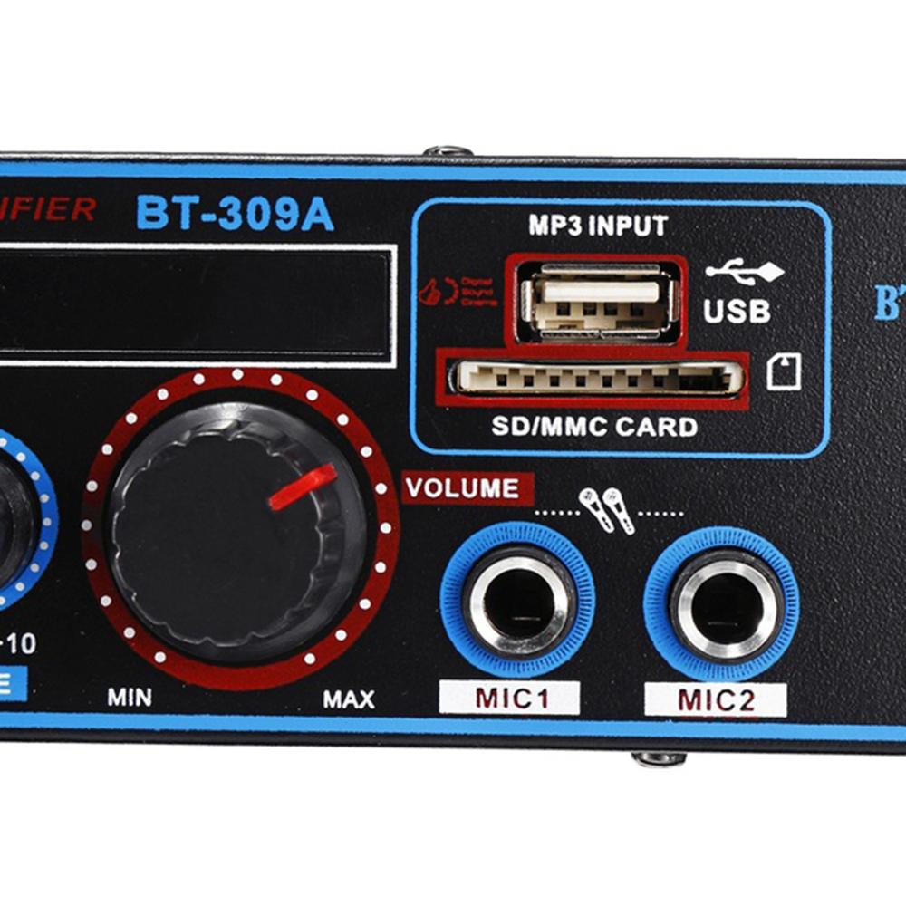 Multifunctional Bluetooth Receiver Power Amplifier BT-309A Home Theater HIFI Mini Microphone Input Reverberation RC Amplifier