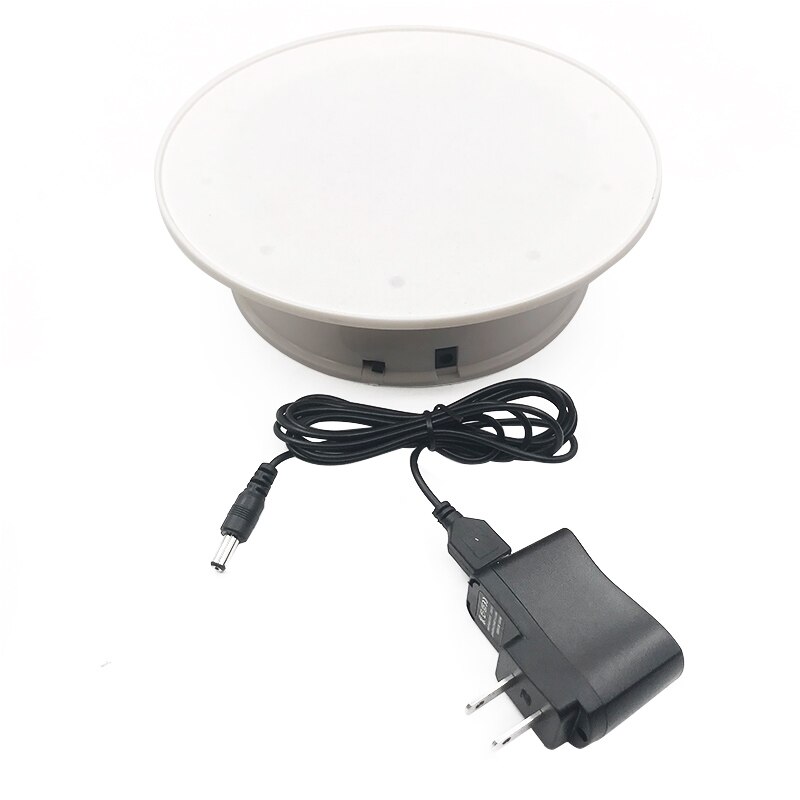 20cm 360 Degree Electric Rotating Turntable Display Stand for Photography Jewelry Model Show Load 1.5kg video shooting Battery: White with US plug