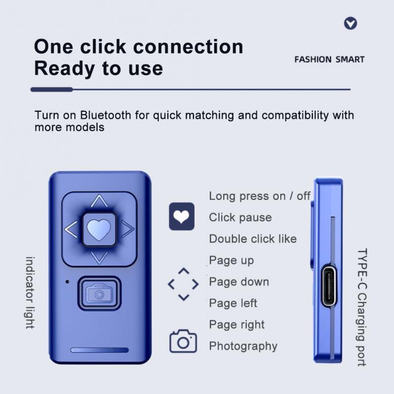 Telefono cellulare pulsante telecomando autoscatto compatibile Bluetooth controllo Wireless autoscatto interfaccia di tipo c ricarica USB