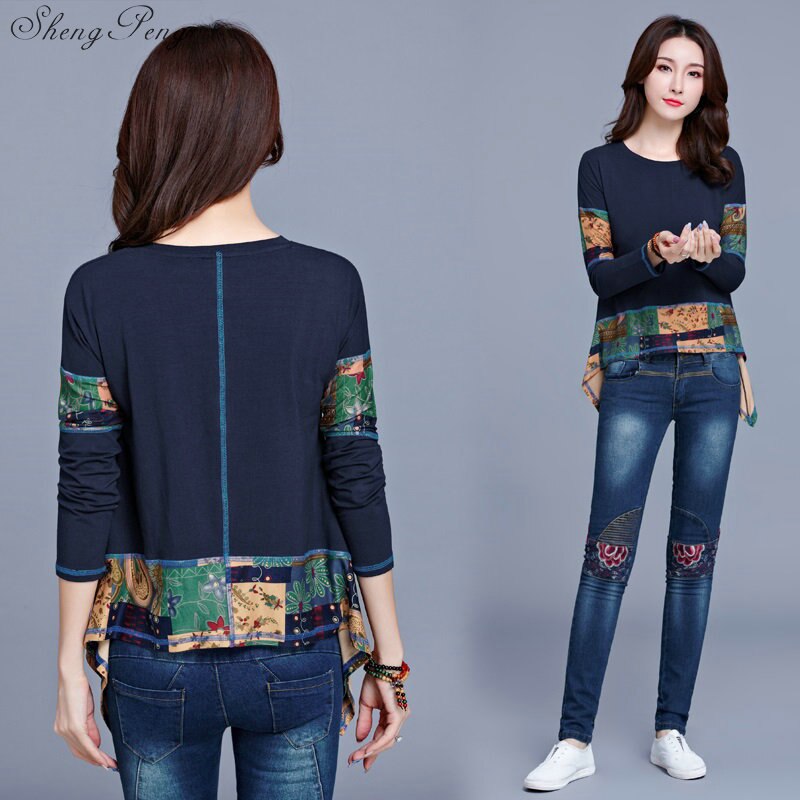 Traditional chinese blouse shirt tops for women mandarin collar oriental shirt blouse female cheongsam top V1601