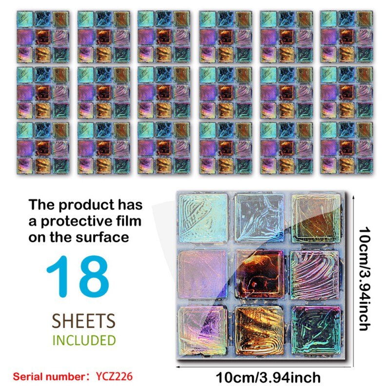 DIY 3D Self Adhesive Mosaic Tile Sticker Kitchen Backsplash Bathroom Wall Tile Stickers Decor Waterproof Peel Stick PVC Tiles: A2