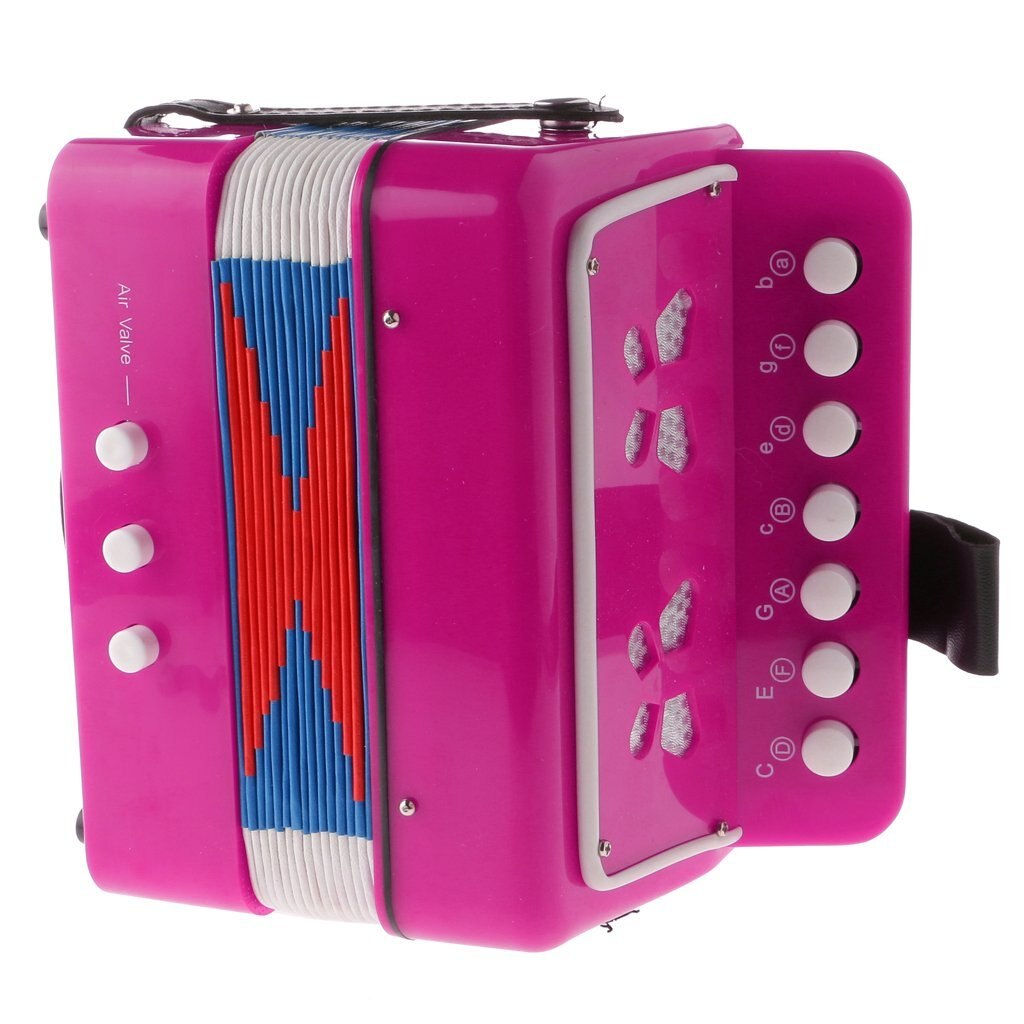 7 Tecla de botón acordeones juguete educativo niños instrumento Musical-rosa roja
