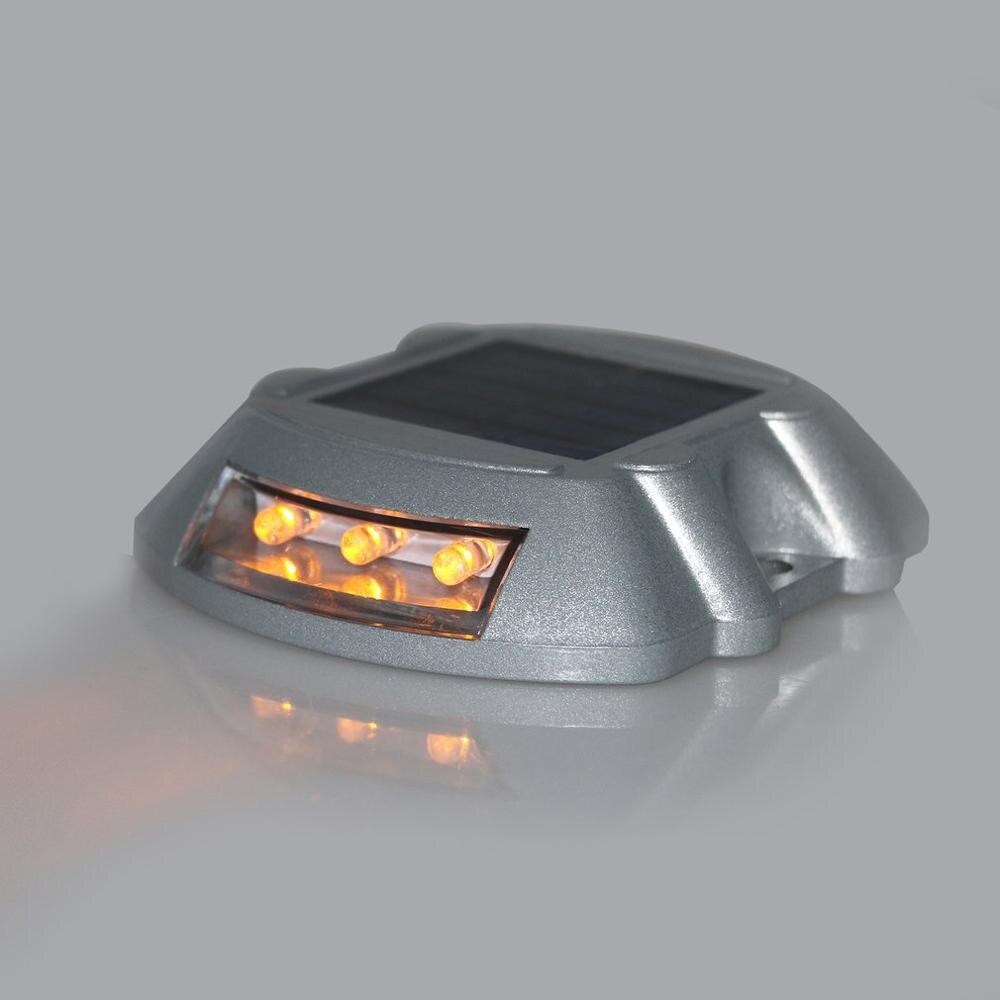 Waterdicht Zonne-energie Weg Stud Spuitgieten Aluminium Verkeer Signaal Licht Led Light Solar Drive Lamp Outdoor Solar Lamp: Geel