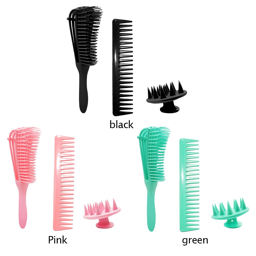 3 Stuks Detangling Hair Brush Massage Nat Haar Kam Ontklitter Haarborstel 2a Om 4c Kinky Golvend/Krullend/Coily/Nat/Droog/Olie/Dik Haar