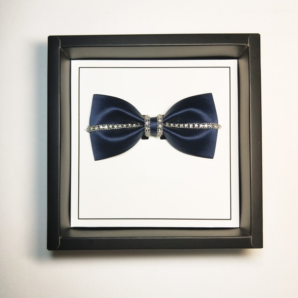 Pajarita de seda para hombre, corbata de diamante hecha a mano de lujo para boda, original, conjunto de pañuelo de corbatín retro para negocios: only tie 02
