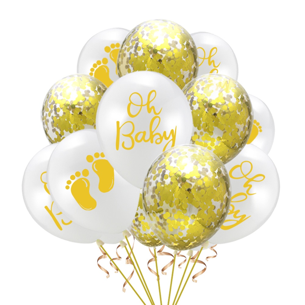 10 stuks/pak 12 '' babyshower ideeën babyshower decoraties confetti ballon decoratie goud 'oh baby