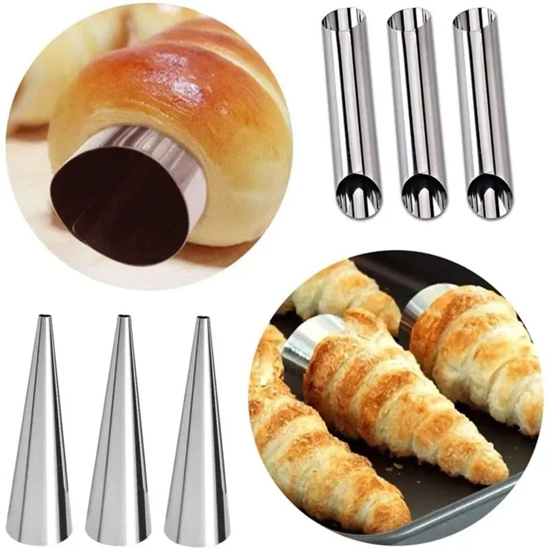 5/10 pz Cucina Coni Da Forno in Acciaio Inox Corno Pasticceria Rotolo Torta Stampo A Spirale Cotto brioche Tubi Biscotto dolce Strumento