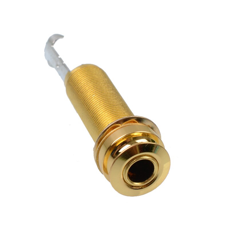 4 couleurs fileté cylindre guitare électrique basse sortie entrée sangle fin Pin Jack guitare pick-up prise 6.35: Gold-10pcs
