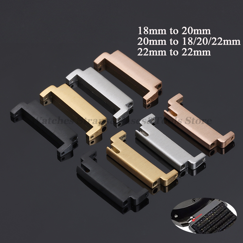 Adaptadores de correa de 20mm a 18mm 20mm 22mm a 22mm 22mm a 20mm, conectores de pines de liberación rápida, accesorios de barras de resorte para correa de reloj, 2 uds.