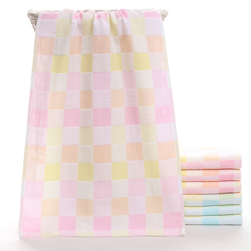 Plaid Handdoek Set Katoen Schoonheid Gezicht Handdoek Dubbele Laag Stof Voor Volwassenen Kinderen Hotel Sport Badhanddoek Thuis Bedekt Deken sjaal: Pink / 1pcs 25x50cm