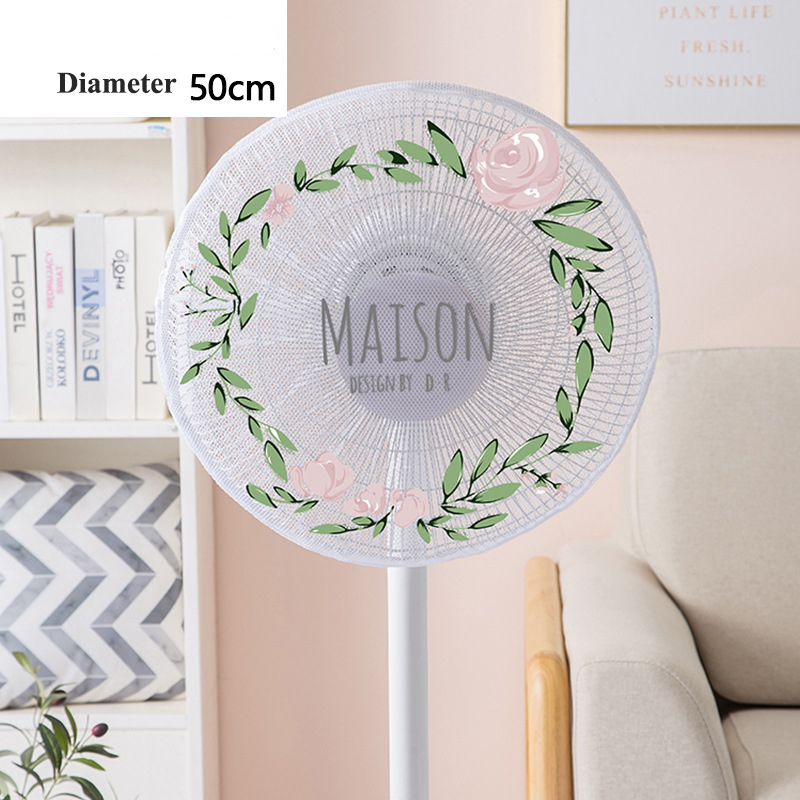 Cute Printed Electric Fan Cover for Baby Kid Finger Protector Safety Mesh Net Cover Children Hand-protected Fan Guard Dust Cover: Wreath-50cm