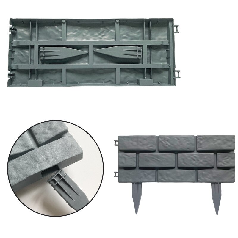 4Pcs Garden Edging Courtyard Grass Rectangle Stone Brick Effect Accessories Plant Bordering Path Lawn Fence Decoration