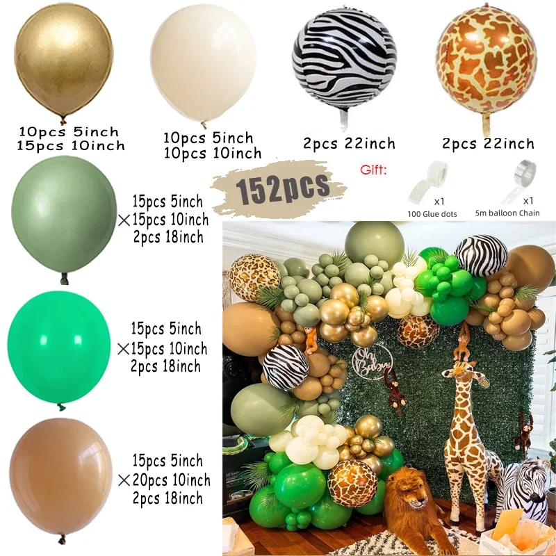 Jungle Safari fête d'anniversaire Animal ballon guirlande arc Kit cerf motif enfant garçon bébé douche décoration Latex ballons fournitures: Rose Rouge