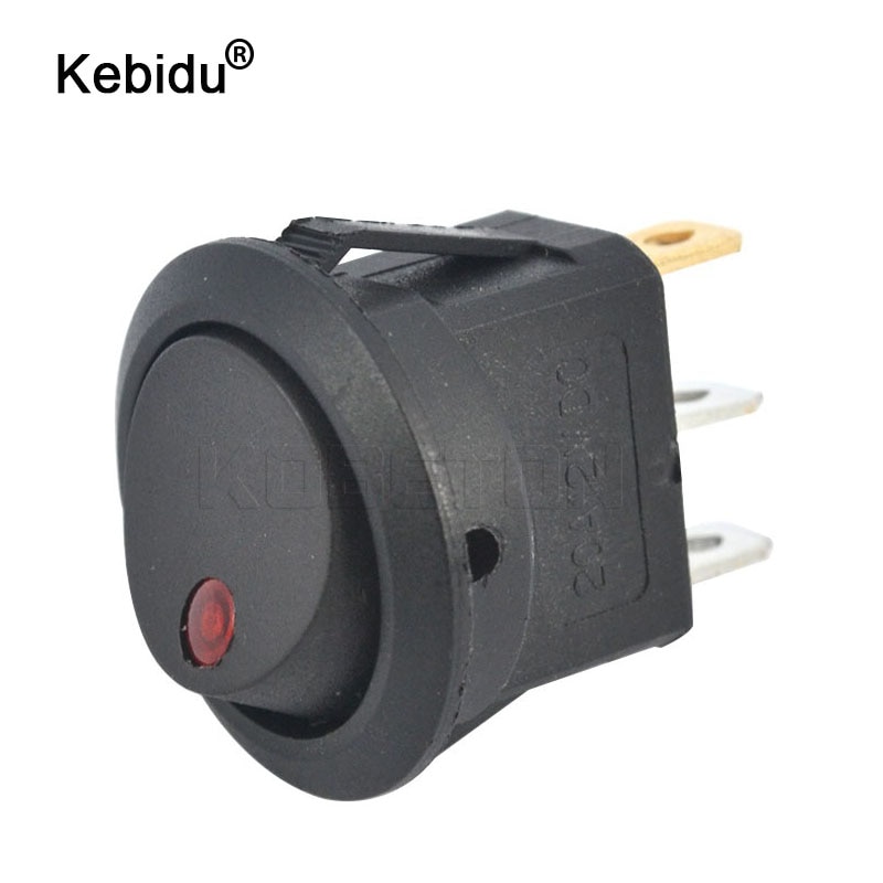 kebidu 12V SPST Switch LED Practical Dot Light Car Boat Round Rocker ON/OFF AC 6A/125V 3A/250V 4 Colors Push Button Switches