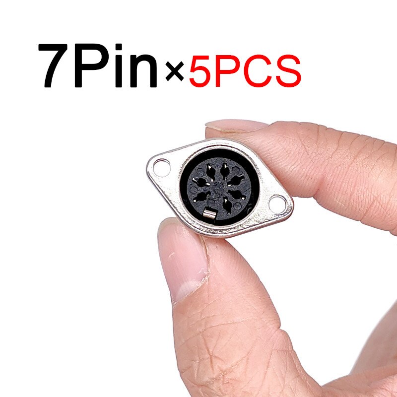 5Pcs Computer Keyboard Plug DIN S Terminal Connector 3P4P5P6P7P8P Female Socket Mount adapter SOLDER MIDI cable connector: 7Pinx5pcs