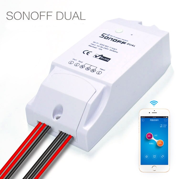 Sonoff duplo 2ch wi-fi luzes interruptor de controle dois dispositivo multi-dispositivo controlado s interruptor sem fio inteligente com alexa casa do google