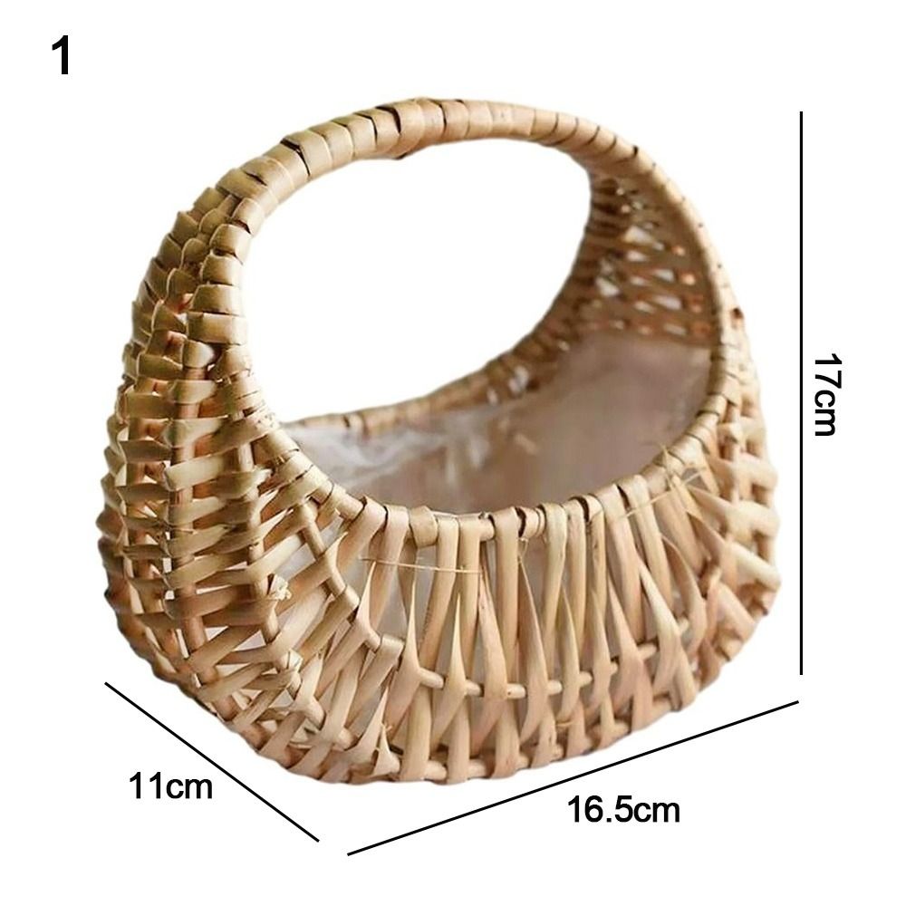 Weiden-Rattan-Blumenmädchen-Körbe, gelb, stabiler Blumenarrangement-Korb, Picknick-Behälter, handgefertigte Halbmondkörbe aus Korbgeflecht