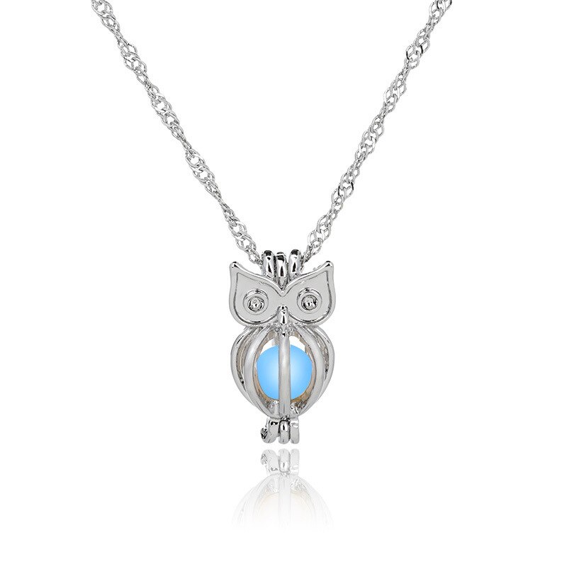 Collier avec pendentif en forme de hibou pour femmes, breloque, mignon, lumineux, ras du cou, 3 couleurs, de noël,