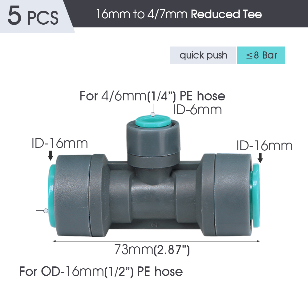 OD-16mm PE Hose Irrigation Connector Watering Tubing Joints Garden Drip System Fittings Tee Straight Elbow Pipe Repair Adaptee: Red