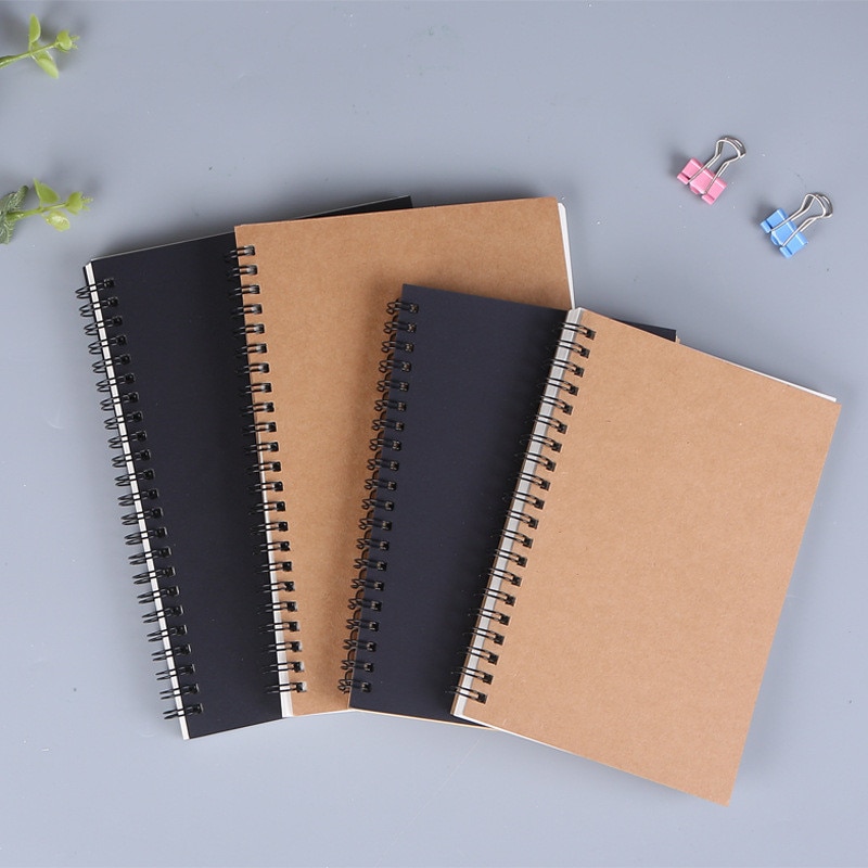 Kraft Paper Double Coil Ring Spiral Notebook A5 Sketchbook Diary For Drawing Painting Blank Paper Sketch Book School Supplies