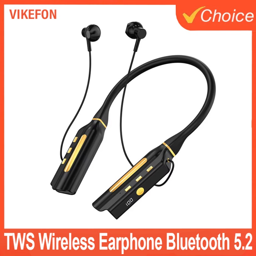 TWS Draadloze oortelefoon Bluetooth 5.2-hoofdtelefoon 10.000 uur afspelen Nekband Headset TF-kaart Oordopjes met microfoon als Power Bank