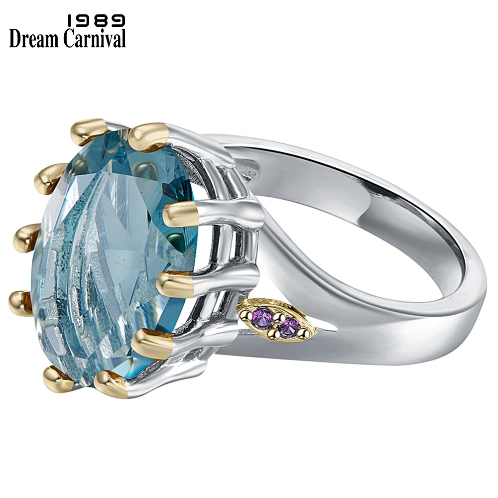 Dreamcarnival1989 novo empoeirado azul zircão solitaire anel de casamento para mulher corte delicado deslumbrante quente jóias nupcial wa11876bl: 7