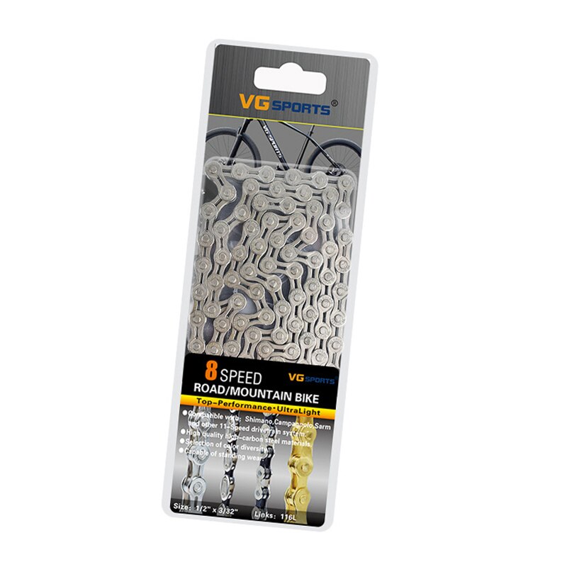Vg sport 8-11 speed 116l fiets fietsketting mtb racefiets half/holle legering ultra lichte ketting vervanging voor 8/9/10/11 speed: 8s zilveren h holle