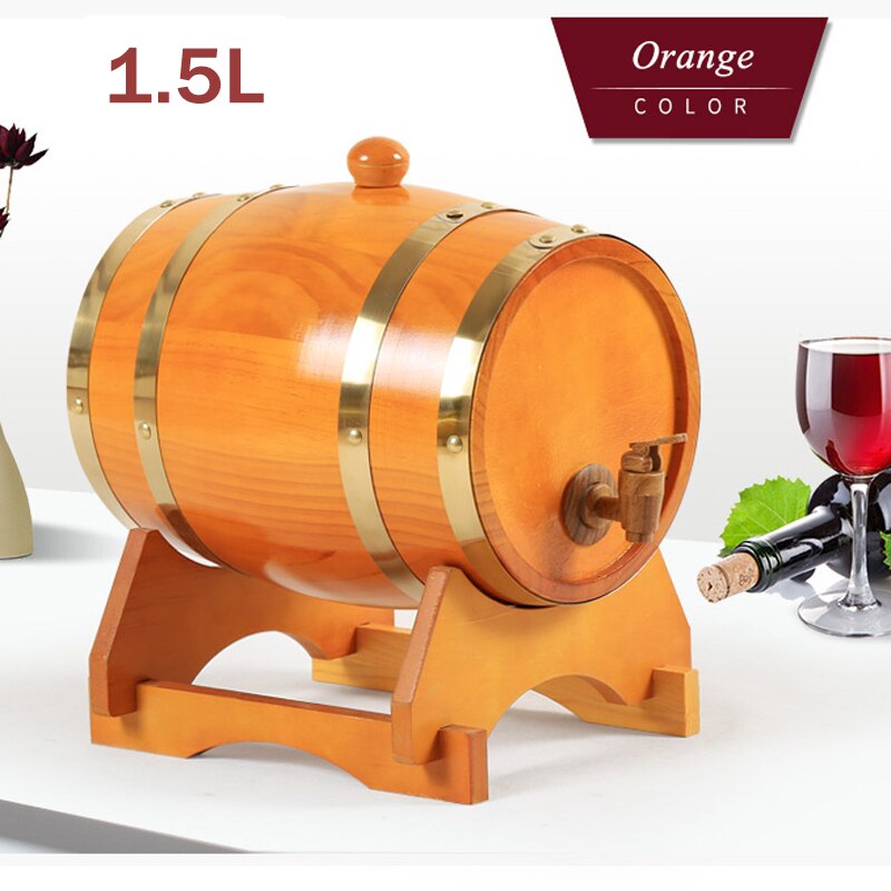 Barril de vino de madera, equipo de elaboración de cerveza de roble, Mini barril de cerveza casera, grifo para barril de cerveza, dispensador Para Ron Pot Whisky wine 1,5/3L: 1.5L Orange