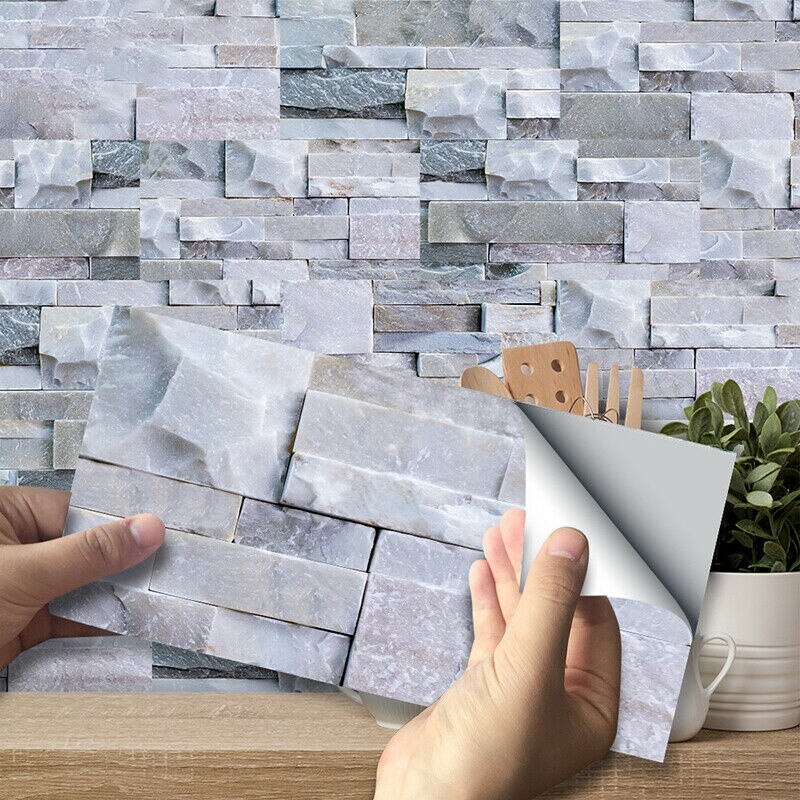 Kitchen Bathroom Peel and Stick 3D Self Adhesive Mosaic Stair Wall Tile Sticker -9PCS
