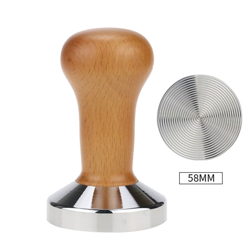51mm/58mm kaffesabotasjepresse distribusjonsverktøy trehåndtak barista espressomaskin kvern hammer kaffetilbehør: 4