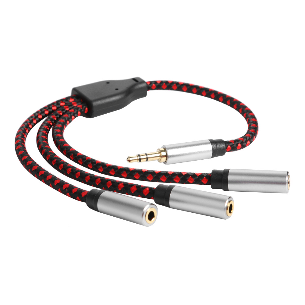 Cable divisor de auriculares 3,5mm 1/8 adaptador auxiliar de 3 vías conector para auriculares Cable de extensión de Audio estéreo Triple para PC teléfono altavoz MP3: Morado
