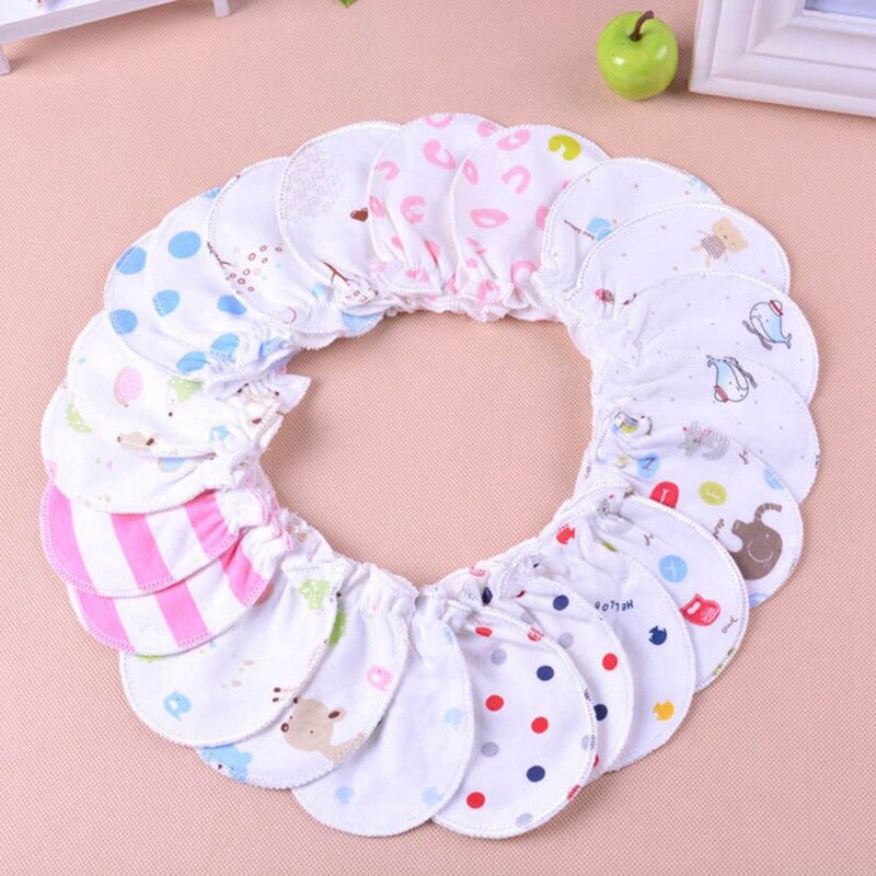 2Pairs Of Cotton Glovers For Newborn Baby Girl Boy Anti-scratch Face Protective Gloves Cute Print Elastic Glovers Random Color