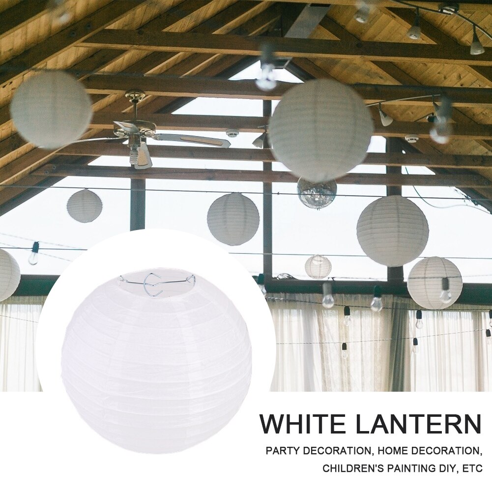 Farolillos chinos de papel de Color blanco de 20/30cm para bodas, eventos, fiestas, suministros de decoración para vacaciones, bola de papel