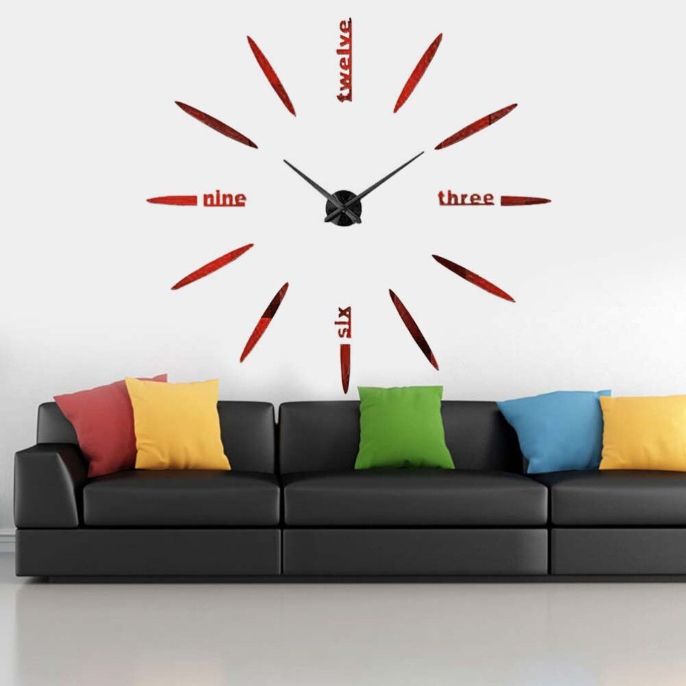 3D Three-dimensional Wall Clock Acrylic Mirror Surface Wall Clock Brief Wall Clock DIY Wall Clock Home Accessor