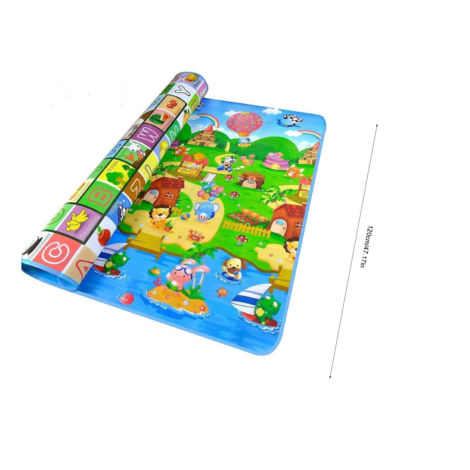 2 Sides Cartoon Animals Baby Floor Sport Mat Functional Educational Alphabet Room Pad for Kids Double Sides Play Crawl Cushion
