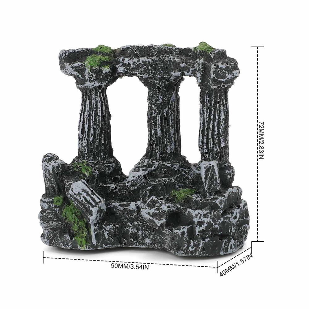 Pilares de piedra cuadrada romana de resina, tres columnas para decoración de Adorno para acuario, paisajismo, acuario: Default Title