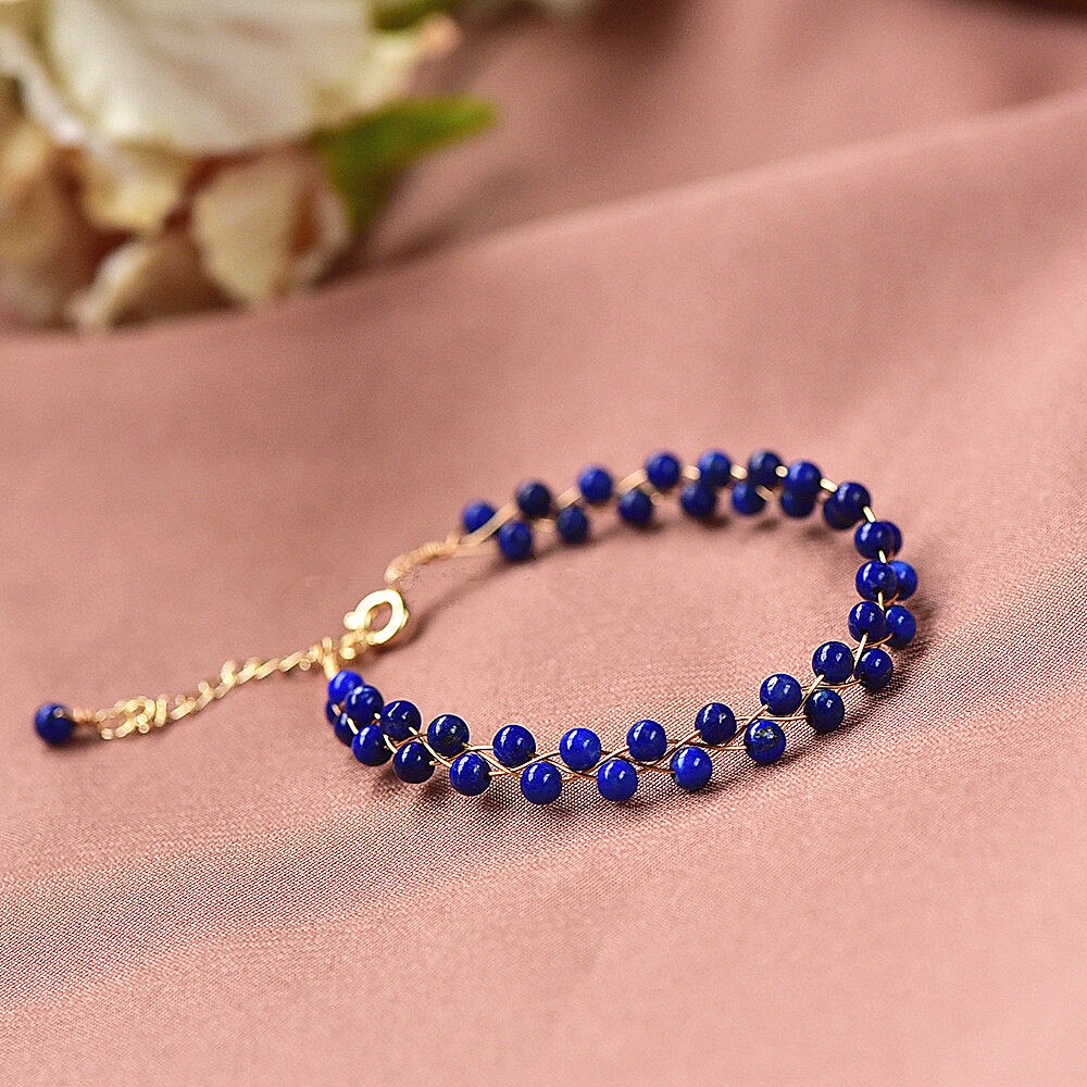 Natuurlijke Lapis Lazuli Blauw Ronde Kralen Kronkelende Geweven Armband Voor Vrouwen Meisje Yoga Party Bohemen Charm Sieraden