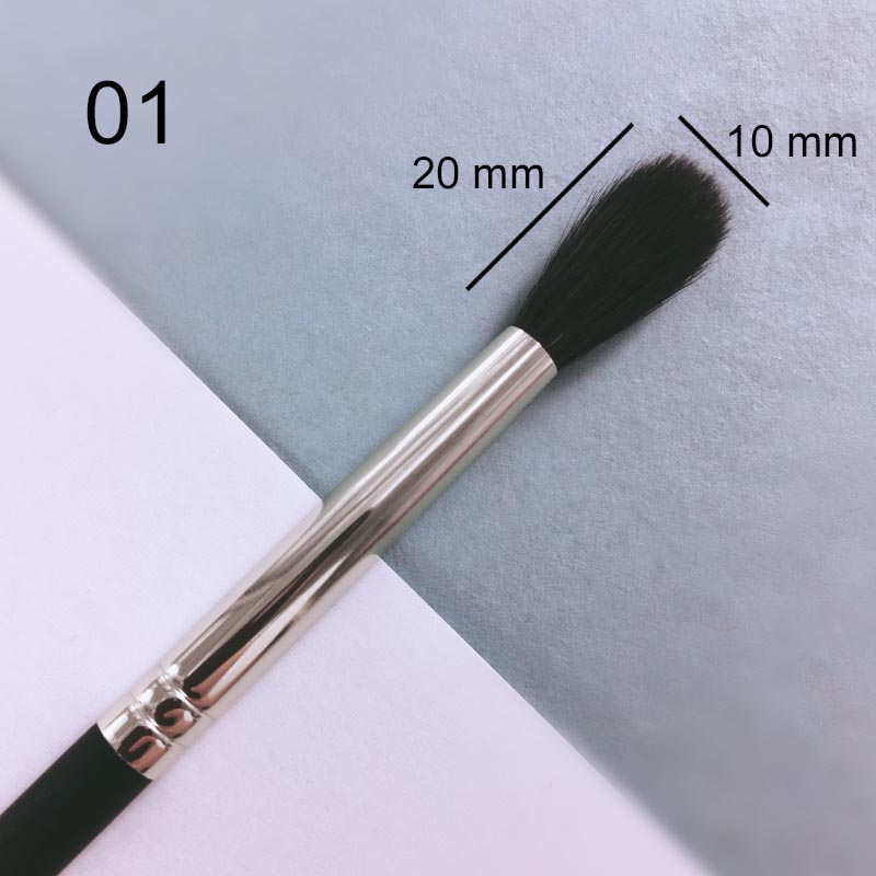 Pincel de maquillaje hecho a mano, mezcla de sombra de ojos, pelo de cabra Saikoho, pelo de caballo, herramientas cosméticas, juego de pinceles de maquillaje: 01